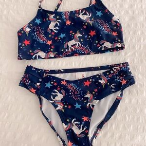 Girl’s Wish Upon a Unicorn Cat & Jack Red White & Blue Bikini - M 7/8 EUC
